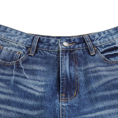Vintage Washed Wide Leg Denim Shorts