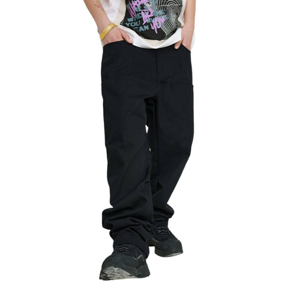 Solid Embroidered Relaxed Straight Leg Jeans