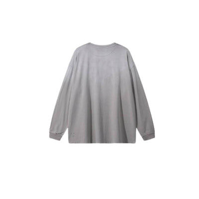 Retro Raw Edge Relaxed Fit Pure Cotton Long-Sleeve Tee 275gsm