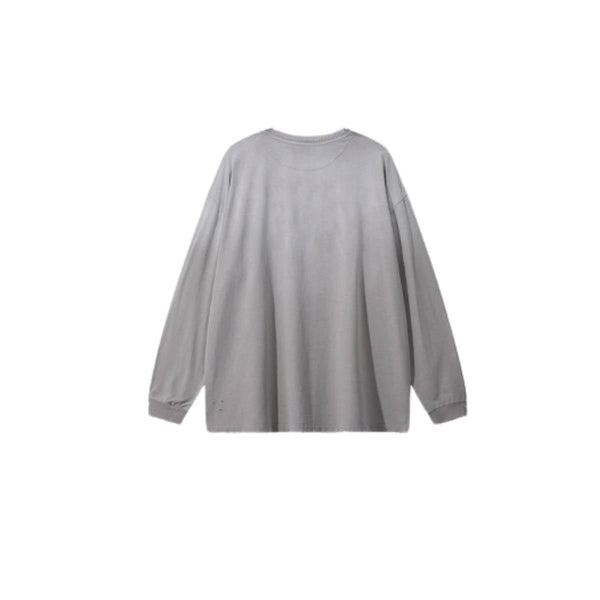 Retro Raw Edge Relaxed Fit Pure Cotton Long-Sleeve Tee 275gsm