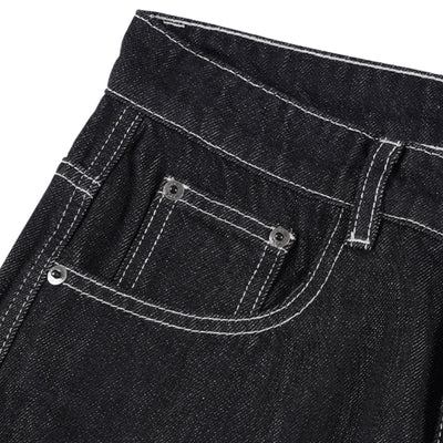 Plaid Cuff Baggy Jeans