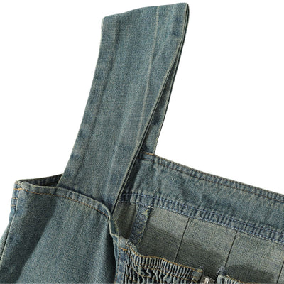 Smocked Back A-Line Denim Strappy Mididress