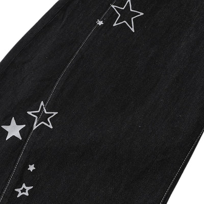 Y2K Star Mesh Layered Spliced Lace Baggy Wide-Leg Jeans