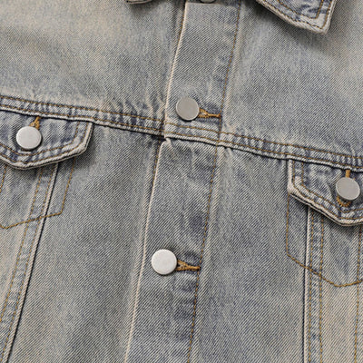 Stand-collar Washed Vintage Loose Denim Jacket
