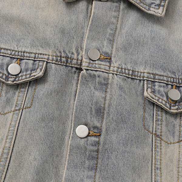 Stand-collar Washed Vintage Loose Denim Jacket