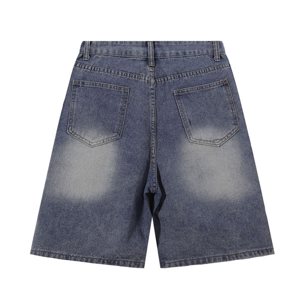 Cartoon Patch Loose Fit Denim Shorts