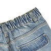 Faded Distressed Pleat Panel Oversized Loose Flared Jeans