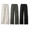 Vintage Striped Corduroy Patchwork Multi-Pocket Relaxed Wide-Leg Cargo Pants