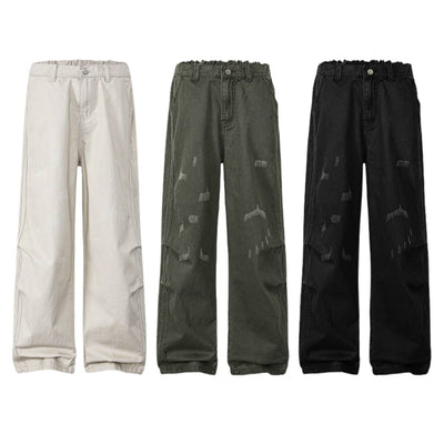Vintage Striped Corduroy Patchwork Multi-Pocket Relaxed Wide-Leg Cargo Pants