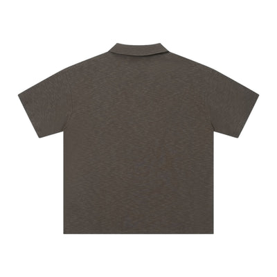 Retro Boxy Wool Blend Seagull Collar Polo Shirt