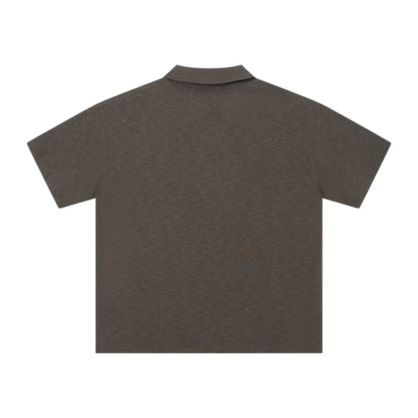 Retro Boxy Wool Blend Seagull Collar Polo Shirt