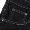 Contrast Stitch Black Wide-Leg Jeans