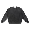 Crew Neck Washed Knit Denim Sweatshirt