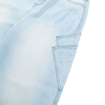 Faded Bleach Geometric-Pocket Baggy Jeans