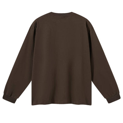 Solid Loose Fit Side Split Hem Long Sleeve T-Shirt