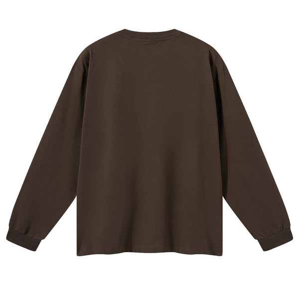 Solid Loose Fit Side Split Hem Long Sleeve T-Shirt