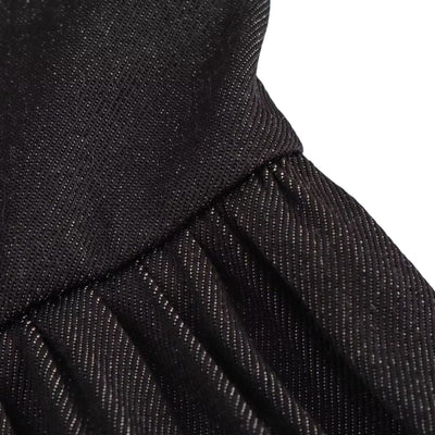 Black Button-Front Strappy Midi Dress