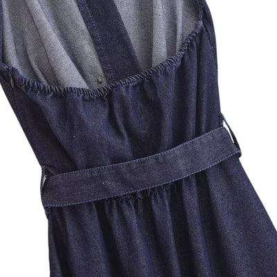 Halter Neck Denim Belted Dress