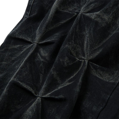 Men's Tie-Dye Denim Pants Heavy Pleated Distressed Loose Wide Leg