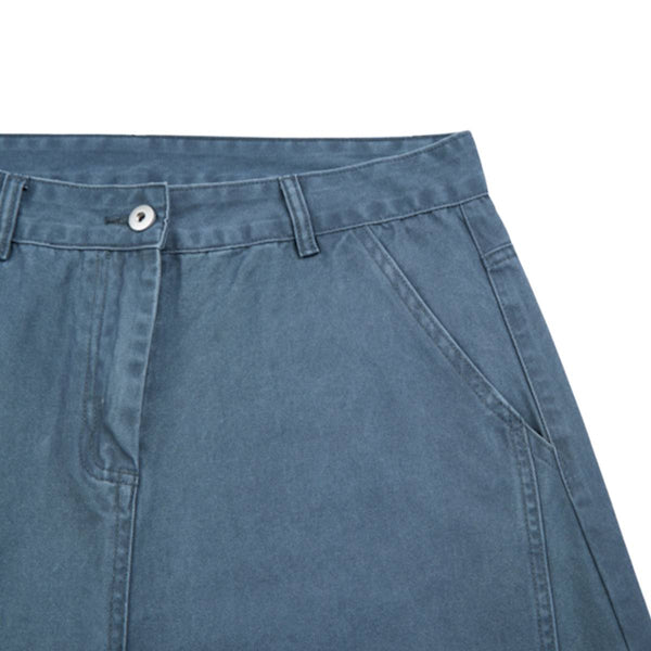 Vintage Washed High-Waist Relaxed Wide-Leg Trousers