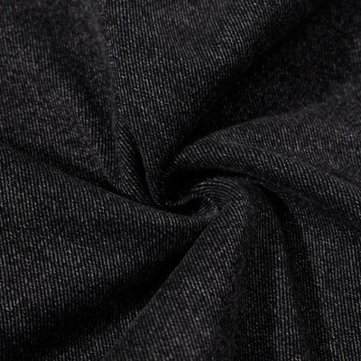 Men's Coated Curved Denim Pants Patchwork Pleated Loose Wide Leg