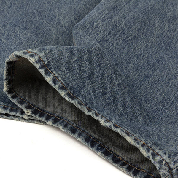 Washed Distressed Wide Leg Straight Denim Jeans