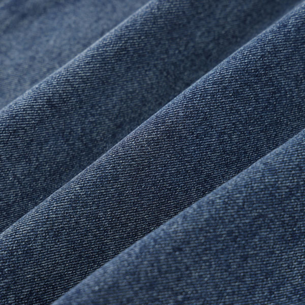 Vintage Washed Denim Zip Polo Shirt