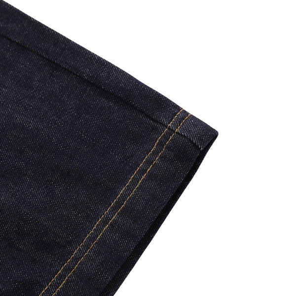 Deconstructed Embroidered Raw Denim Bermuda Shorts