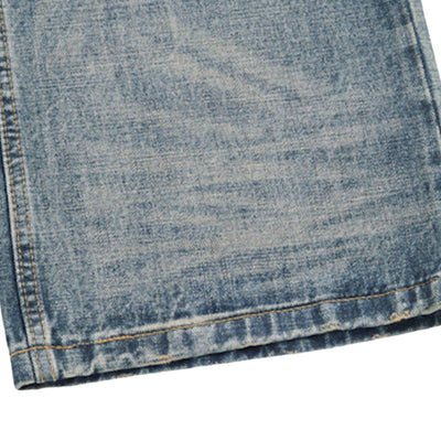 Wash Vintage Whiskered Fluid Flow Wide Leg Denim Jeans