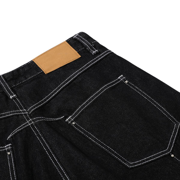 Raw Denim Deconstructed Wide Leg Denim Shorts