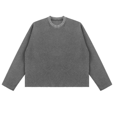 Heavyweight Washed Waffle Cotton Long Sleeve Tee 340G