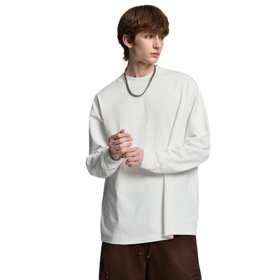 Premium Solid Crew Neck Cotton Long-Sleeve T-Shirt