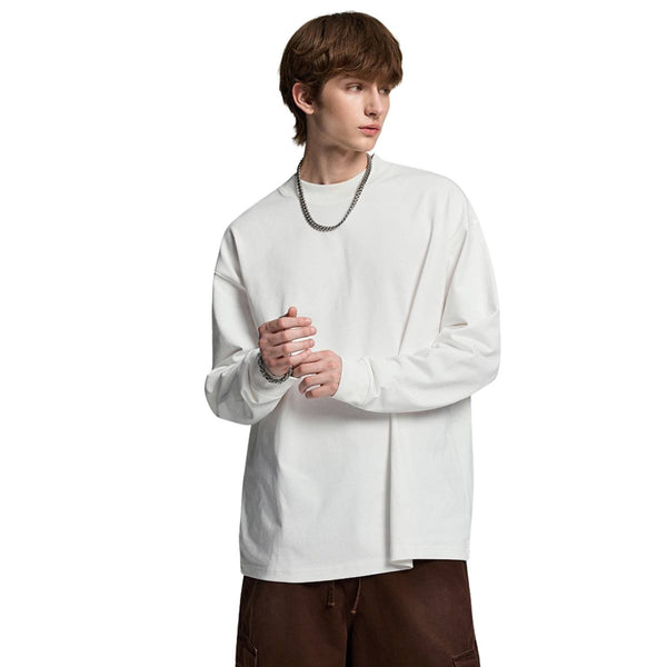 Premium Solid Crew Neck Cotton Long-Sleeve T-Shirt