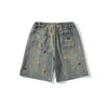 Dog Embroidery Loose Fit Denim Shorts