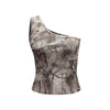 Asymmetric Single Shoulder Camo Cropped Tee