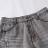 Baggy Fit Distressed Grey Ripped Jeans