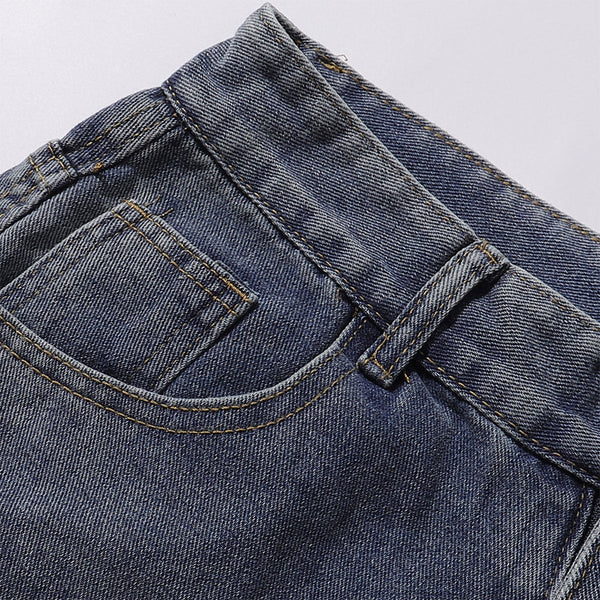 Embroidered Patch Denim Cargo Jeans with Striped Detail