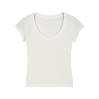 Solid-Color V-Neck Cotton T-Shirt 6.45oz