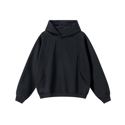 Relaxed Fit Paneled Fleece Hoodie