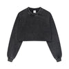 Distressed Raw Hem Crop Sweatshirt