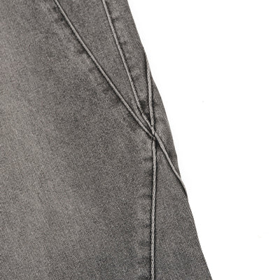 Smoky Gray Distressed Wide-Leg Jeans