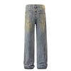 Blue Wash Distressed Ripped Wide-Leg Jeans