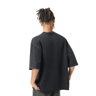 Distressed Oversized Raw Hem Tee