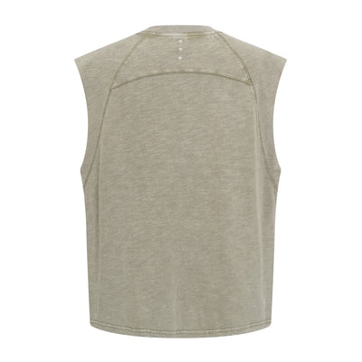 Raw Edge Distressed Studded Sleeveless Tee