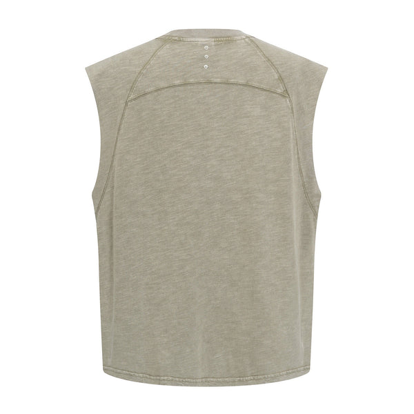 Raw Edge Distressed Studded Sleeveless Tee