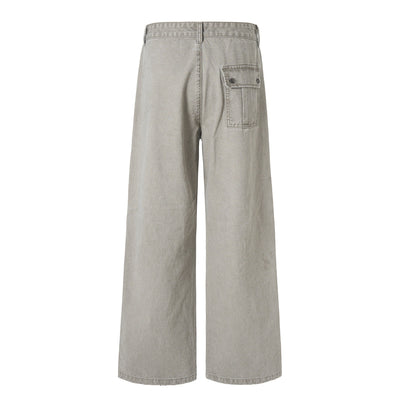 Vintage Washed Workwear Wide-Leg Relaxed Cargo Pants