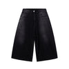 High Waist Wide Leg Ombre Denim Shorts