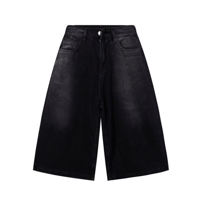 High Waist Wide Leg Ombre Denim Shorts