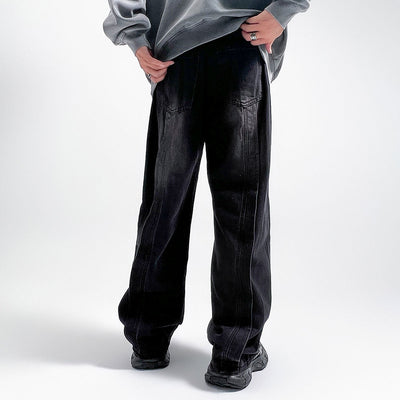 Utility Wide Leg Distressed Denim Jeans