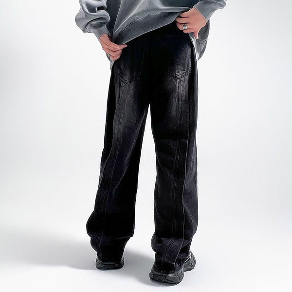 Utility Wide Leg Distressed Denim Jeans